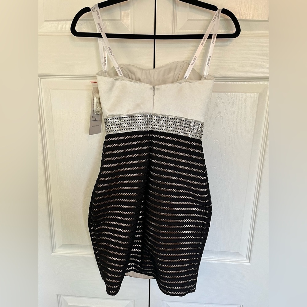 NWT Tony Bowls Black and Ivory Cocktail Dress Size 0 - Picture 4 of 6